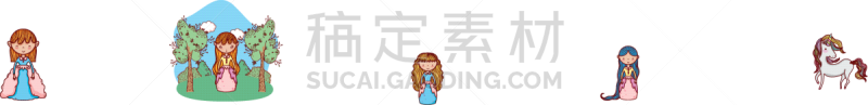 可爱的,魔法,卡通,公主,女人,童话故事,儿童,彩虹,爱,花