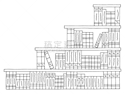 草图,绘画插图,白色,书架,矢量,黑色,分离着色,插画,台阶楼梯,华丽的