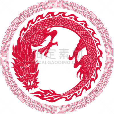 龙,传统,式样,华丽的,动物主题,线条,边框,十二生肖,复古风格,动物