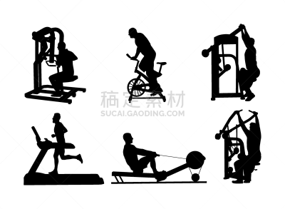 sport man exercises gym fitness machine silhouette