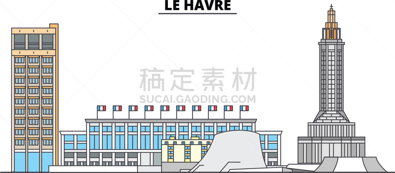 城市天际线,勒哈费尔,国际著名景点,分界线,商务,法国,海港,顶部,船,旅行