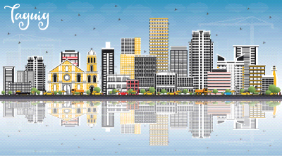 达义市,菲律宾,城市天际线,彩色图片,建筑外部,旅途,商务,云,鸟类,建筑