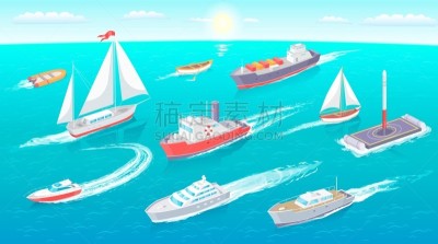 船,绘画插图,收集,矢量,健康保健,脉搏图,帆,一个物体,背景分离,浮标