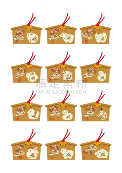 猴子,蛇,狗,动物,绘画插图,日本,公猪,绵羊,虎,马