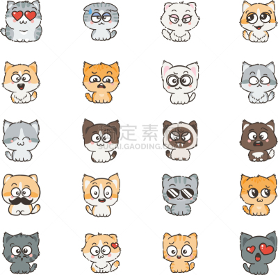 可爱的,猫,狗,个性,动画片,宠物,图像,哺乳纲,收集,爱