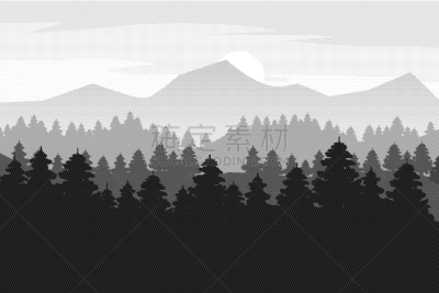 背景,森林,山,松木,公园,云杉,杉树,格林伍得,绘制,剪影