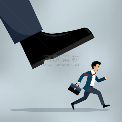 男商人,鞋子,巨大的,在下面,商务,压力,橡皮章,奋斗,骚扰