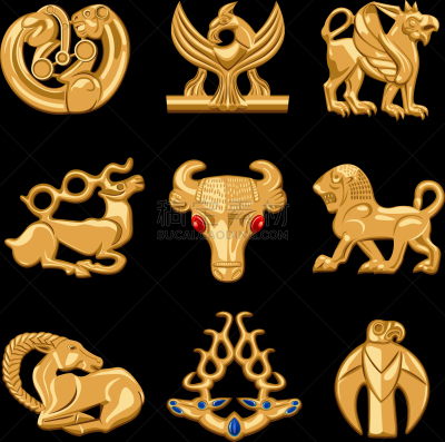 黄金,东方人,黑色背景,华丽的,传统,考古学,算命