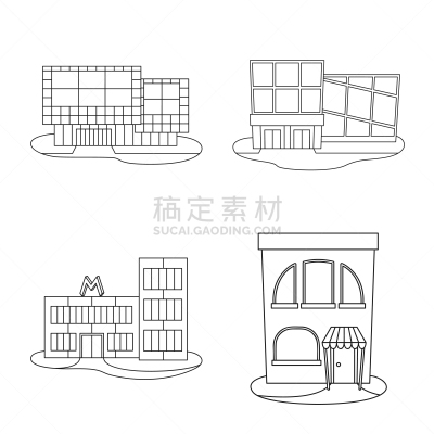 建筑业,分离着色,超级市场,图标,人造物,商务,传统,书店,现代,小的