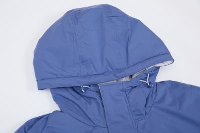 服饰系列写实蓝色棉服外套帽子多方位细节展示