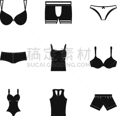 亚麻布,时尚,图标集,极简构图,女性,女孩,形状,黑色,图像,收集