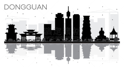 城市天际线,东莞,黑白图片,旅途,鸟类,建筑,天空,都市风景,剪影