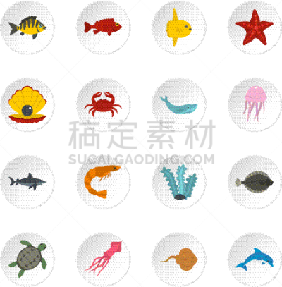 海洋生命,可爱的,图像,鲽,水母,海洋,鲸,海豚,海马,收集