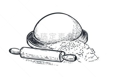 小麦面团,面粉,绘画插图,雕刻术,矢量,手,白色背景,擀面杖,农业,蛋糕