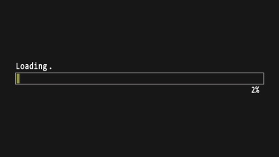  视频。在黑屏上加载黄色和绿色的进度条。下载-0到100%