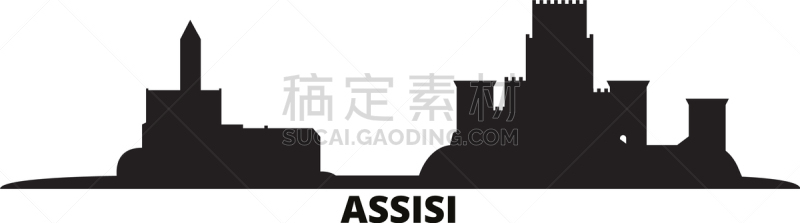 阿西西,意大利,城市天际线,分离着色,名声,自然美,弗朗西斯科,剪影