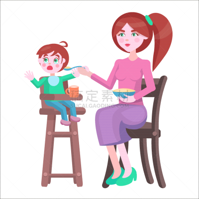 高脚椅,母亲,婴儿,可爱的,背景分离,家庭,食品,椅子,女人,小的