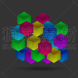 立方体,彩色图片,黑色背景,魔方,矢量,阴影,图像,黑色