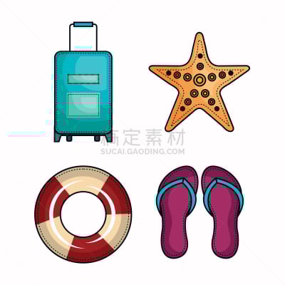 家庭,旅途,行李,概念,手提箱,凉鞋,图像,海星,度假,休闲