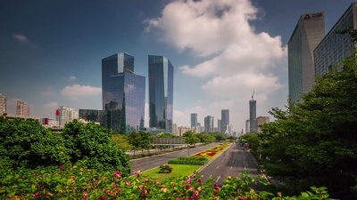 中国晴天大桥交通街深圳市全景 时光流逝
