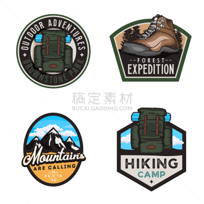 证章,标签,徒步旅行,式样,复古风格,现代,品牌名称,夏天,户外,绘画插图