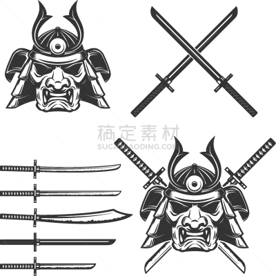 剑,横越,日本武士,化妆舞会服,分离着色,亚洲,传统,盔甲服,金属