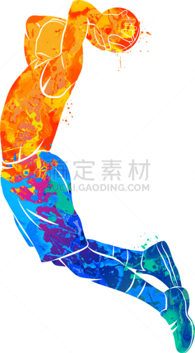 篮球运动员,球,分离着色,篮子,人,男人,图像,涂料,力量
