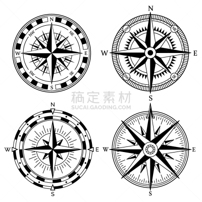 风,海洋,船,纬度,矢量,街道,收集,复古,设计