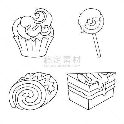 商品,标志,棒棒糖,圆形,轮廓,饮食,图像,矢量,收集,设计