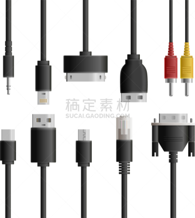 计算机,接线板,华丽的,概念,技术,USB线,设备用品,收集,写实,联系