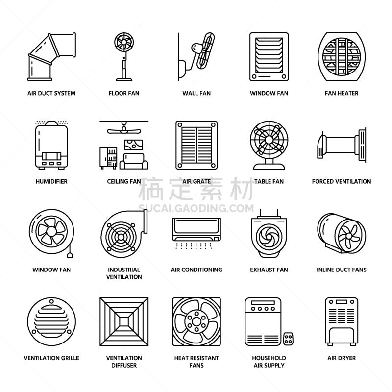 设备用品,空调,线条,计算机图标,轮廓,直的,精神振作,热,顺序,叛逆