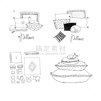 床上用品,枕头,可爱的,华丽的,纺织品,软垫,巴哥犬,模板,布置,绘制