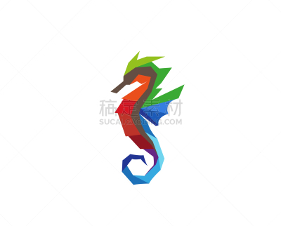 海马,品牌名称,创造力,多色的,符号,抽象,商务,折纸工艺,螺线,设计