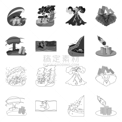 天气,发狂的,图标集,汽车,环境,云,烟雾,设计,骨折