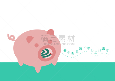 猪,夏天,绘画插图,蚊香,矢量,拿着,贺卡,驱虫剂,传单,简单