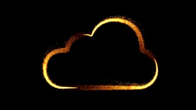 云互联网符号(Loop  +Alpha)。粒子烟花慢动作