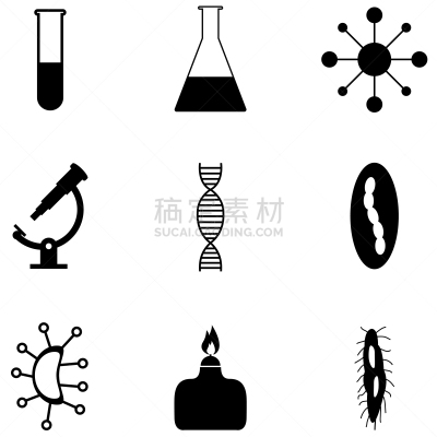 图标集,分离着色,白色,生物学,微生物学,健康保健,人,图像,生病