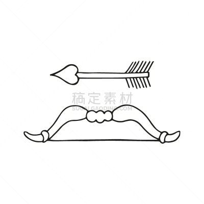 轮廓,可爱的,绘画插图,矢量,乱画,标签,贺卡,情人节,弓箭