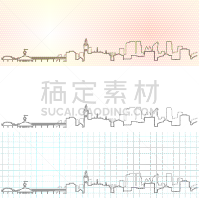 海牙,城市天际线,欧洲,铅笔,图像,荷兰,矢量,侧面像,绘制,剪影