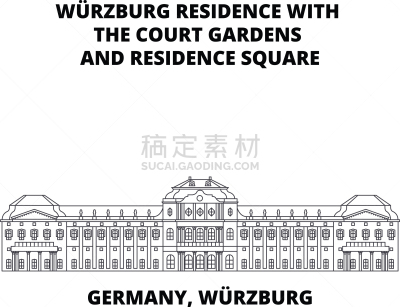 概念,德国,维尔茨堡住宅,线图标,名声,公园,巴洛克风格,喷泉,夏天,户外