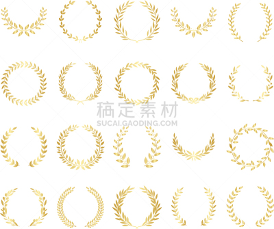圆形,黄金,橄榄,花环,月桂花冠,有叶的,白色,华丽的,布置,复古