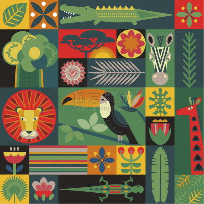 seamless pattern with geometric cartoon