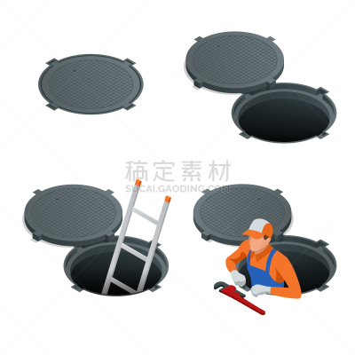 路,污水,检修口,开着的,车背,关闭的,盖子,沥青,洞,建筑业