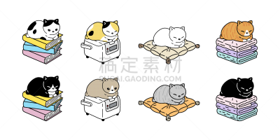 乱画,矢量,卡通,符号,动物,猫,小猫,宠物,设计,睡觉