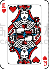 纸牌,红心王后,进行中,红色,蓝色,黑色,女王卡,休闲游戏,背景分离,人头牌