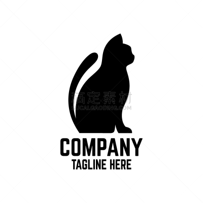 modern is a simple logo a black cat