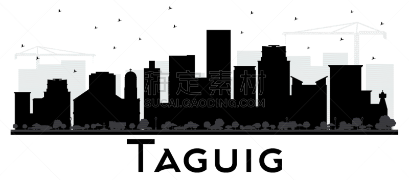 达义市,菲律宾,城市天际线,黑白图片,旅途,商务,鸟类,建筑,天空,都市风景