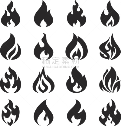 大篝火,火焰,火,符号,分离着色,白色,热,简单,剪影,布置