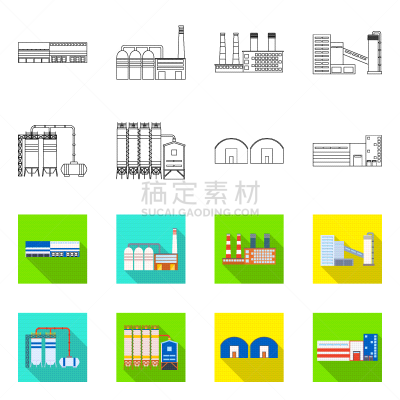 建造物,工业,商务,环境,技术,现代,建筑业,烟囱,植物,写实