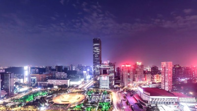 中国武汉城市夜景，延时